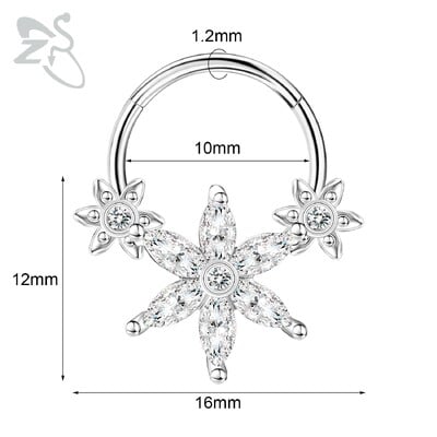 Piercing do nosa z nehrdzavejúcej ocele 16G s krištáľom CZ, 1 kus, septum krúžok, pavučina, srdce, piercing do ucha, chrupavky, náušnice, šperky