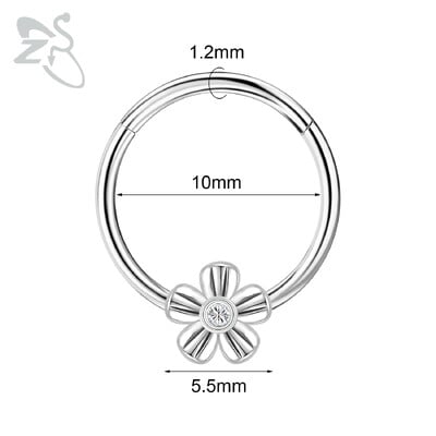 Piercing do nosa z nehrdzavejúcej ocele 16G s krištáľom CZ, 1 kus, septum krúžok, pavučina, srdce, piercing do ucha, chrupavky, náušnice, šperky