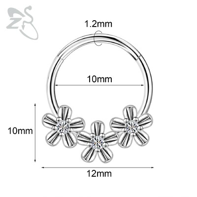 Piercing do nosa z nehrdzavejúcej ocele 16G s krištáľom CZ, 1 kus, septum krúžok, pavučina, srdce, piercing do ucha, chrupavky, náušnice, šperky