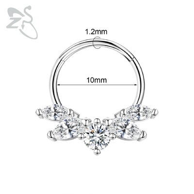 Piercing do nosa z nehrdzavejúcej ocele 16G s krištáľom CZ, 1 kus, septum krúžok, pavučina, srdce, piercing do ucha, chrupavky, náušnice, šperky