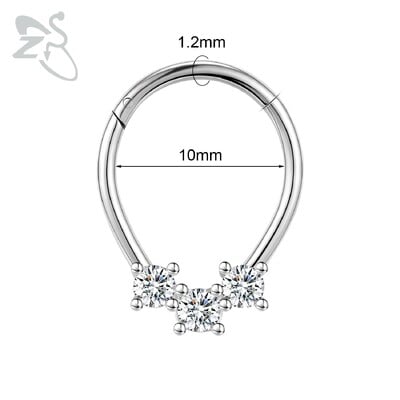 Piercing do nosa z nehrdzavejúcej ocele 16G s krištáľom CZ, 1 kus, septum krúžok, pavučina, srdce, piercing do ucha, chrupavky, náušnice, šperky