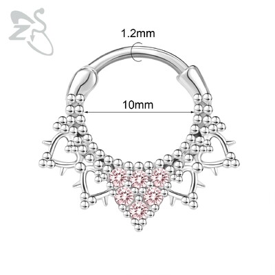 Piercing do nosa z nehrdzavejúcej ocele 16G s krištáľom CZ, 1 kus, septum krúžok, pavučina, srdce, piercing do ucha, chrupavky, náušnice, šperky