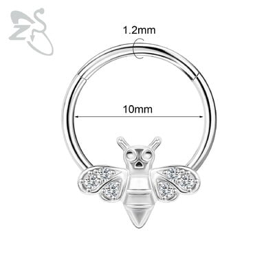 Piercing do nosa z nehrdzavejúcej ocele 16G s krištáľom CZ, 1 kus, septum krúžok, pavučina, srdce, piercing do ucha, chrupavky, náušnice, šperky