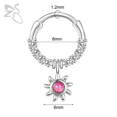 Piercing do nosa z nehrdzavejúcej ocele 16G s krištáľom CZ, 1 kus, septum krúžok, pavučina, srdce, piercing do ucha, chrupavky, náušnice, šperky