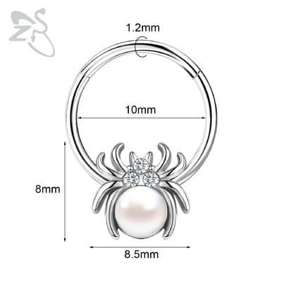 Piercing do nosa z nehrdzavejúcej ocele 16G s krištáľom CZ, 1 kus, septum krúžok, pavučina, srdce, piercing do ucha, chrupavky, náušnice, šperky