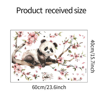 1PC Desene animate Panda Crengi Pasta de perete de flori Camera de zi Dormitor de copii Fundal de casa Autocolant de perete înfrumusețare