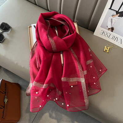 2023. Luksuzni brend Ženski modni šal Obični jednobojni svileni laneni šalovi Šalovi Ljetne ženske bandane Foulard Hidžab