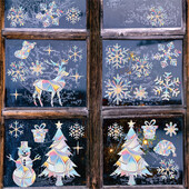 1 set de Crăciun fulg de zăpadă elan iarnă curcubeu autocolant fereastră agățați decorative din PVC vitraliu decalcomanii pentru fereastră decor acasă de Anul Nou