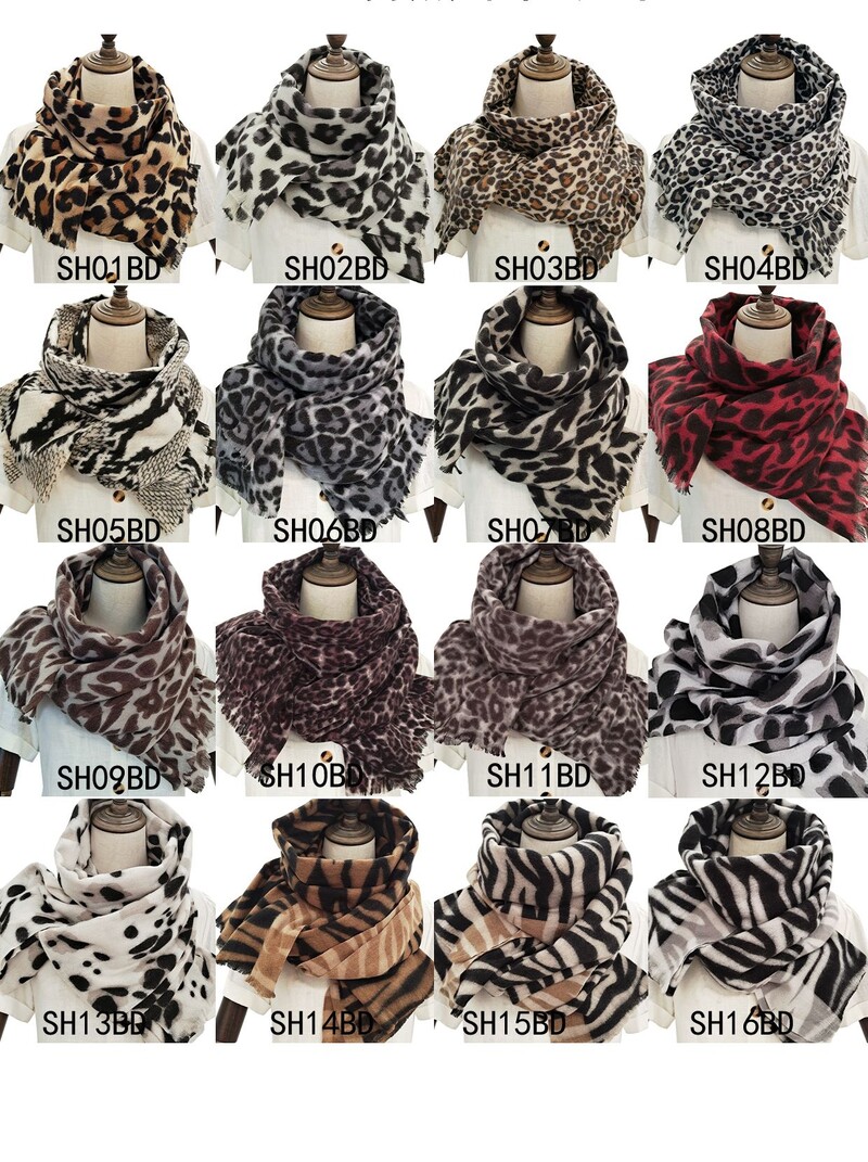 Eșarfă groasă de cașmir pentru femei tippet tip leopard tip pashmina șal și design învelit pătură de marcă de lux furat Bufanda Echarpe