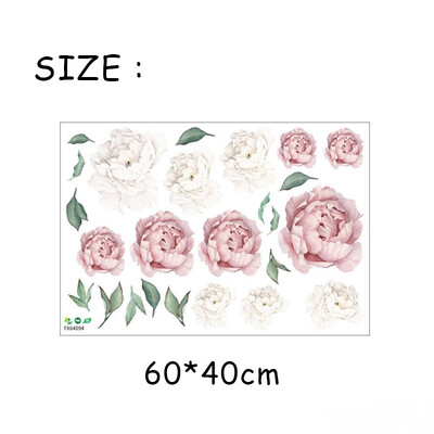 Rózsaszín fehér akvarell bazsarózsa virágok fali matricák gyerekeknek nappali nappali hálószoba otthoni dekoráció falmatrica lakberendezés virágos