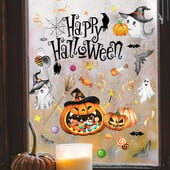 Nové halloweenske anglické tekvicové nálepky s duchmi a netopiermi, statické sklenené nálepky, nálepky na okná a stenu