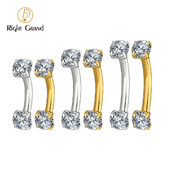 Dreapta Grand ASTM F136 Titanium 16G CZ Cartilage Helix Daith Rook Cercel Sprâncene Curbat Barbell Labret Piercing pentru buze Bijuterii pentru corp