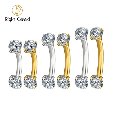 Right Grand ASTM F136 Titanium 16G CZ Cartilage Helix Daith Rook Auskaras Antakiai Išlenktas Štangos Labret Lūpų Auskarų vėrimas Kūno papuošalai