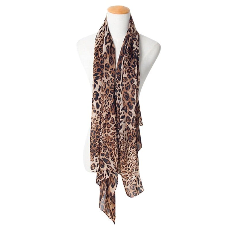 Dámska šatka s mäkkou leopardou potlačou, vintage šifónová šatka, Harajuku šatka, šál, horúci výpredaj, tenký, letný, jarný, ležérny, sexy, elegantný