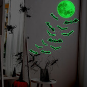 Svietiace netopierie mesiac Halloween Dekoratívne nástenné nálepky Obývacia izba Spálňa Pozadie Nástenné nálepky na Halloween