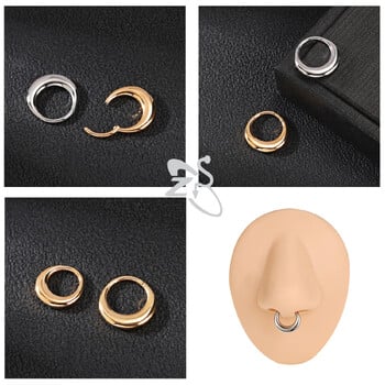 ZS 1PC 16G από ανοξείδωτο ατσάλι Septum Nose Rings για κορίτσια Χρυσό χρώμα Μύτη Piercing Closed Loop Bat Devil Wings Body Jewelry