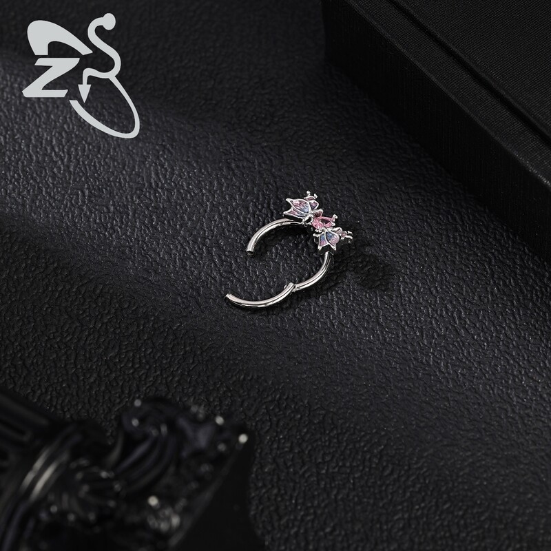 ZS 1PC 16G prstenovi za nos od nehrđajućeg čelika za žene, djevojke, zlatne boje, piercing za nos zatvorene petlje, šišmiš, vražja krila, nakit za tijelo