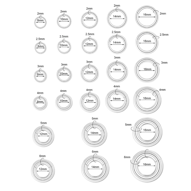 ZS 1PC Velike naušnice u obliku obruča Mjerači za uši od nehrđajućeg čelika 316L Čepovi Punk prstenovi za nos 2/4/6/8/10/12G BCR piercingi