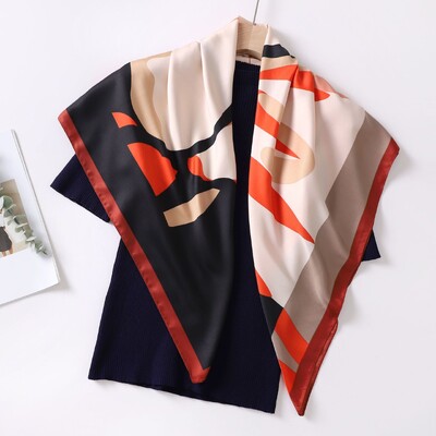 Apstraktni kvadratni svileni šal od kepera za žene Dizajn Stoles Hidžab Šareni ispis Oblozi Ženska traka za glavu Šal Bandana 2024. Novi fular