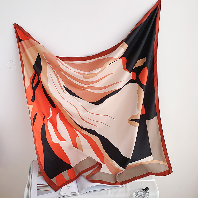 Apstraktni kvadratni svileni šal od kepera za žene Dizajn Stoles Hidžab Šareni ispis Oblozi Ženska traka za glavu Šal Bandana 2024. Novi fular