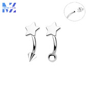 1Pcs F136 Titanium Obrve Stud Šiljasti konus Okrugla kugla Zvijezda Zakrivljena šipka Unutarnji navoj 16G Naušnice Nakit za piercing