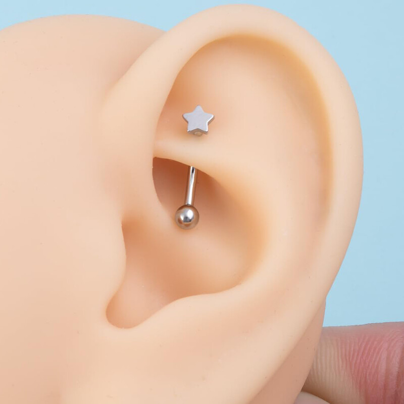 1Pcs F136 Titanium Obrve Stud Šiljasti konus Okrugla kugla Zvijezda Zakrivljena šipka Unutarnji navoj 16G Naušnice Nakit za piercing