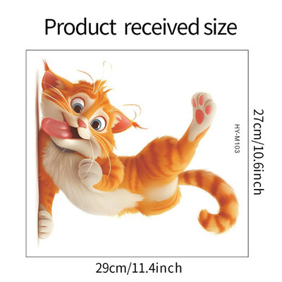 Juokingas geltonos katės tualeto lipdukas Vonios kambario puošmena Sienų lipdukas Žavingas vonios kambario dekoras Sienų lipdukas