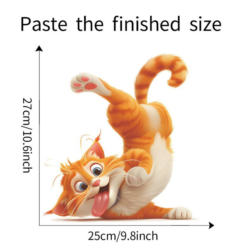 Juokingas geltonos katės tualeto lipdukas Vonios kambario puošmena Sienų lipdukas Žavingas vonios kambario dekoras Sienų lipdukas