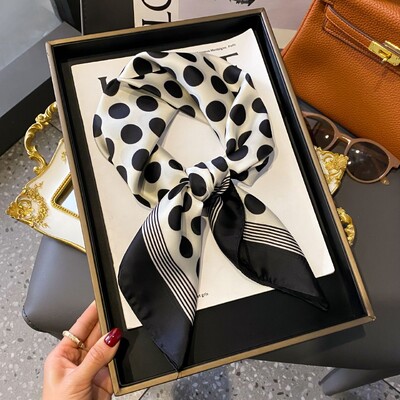 Eșarfă pătrată cu imprimare pescăruș simplă de 27,5 inci, șal elegant din satin de mătase, primăvară, toamnă, eșarfă subțire cu protecție solară pentru femei