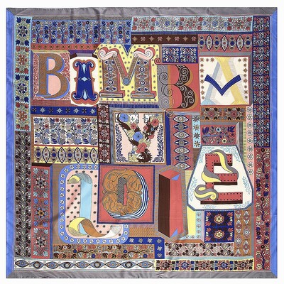 Toamnă și iarnă literă nouă cu plante de floarea soarelui Puzzle batic musulman pentru femei eșarfă din mătase imitație de sarg șal eșarf pătrat mare