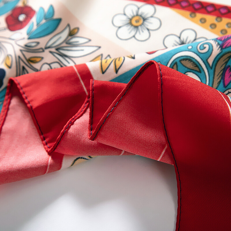 Toamnă și iarnă literă nouă cu plante de floarea soarelui Puzzle batic musulman pentru femei eșarfă din mătase imitație de sarg șal eșarf pătrat mare