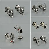 Dreamlee Punk hamis dugó sebészeti acél őrült nyúl koponya csaló bővítő hordágy Mérő lebeny fülbevaló test ékszer