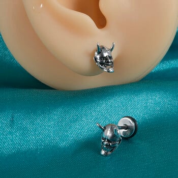 Dreamlee Punk Fake Plug Surgical Steel Crazy Rabbit Skull Cheater Expander Strechers Gauge Lobe Earrings Σώμα κοσμήματα