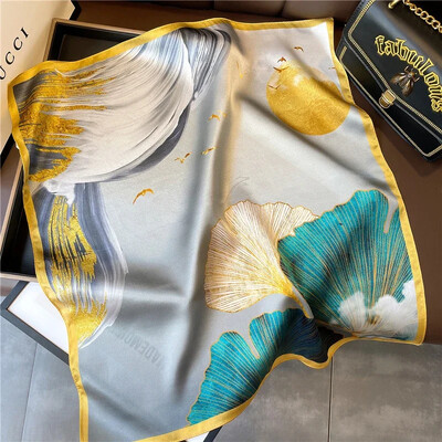 100%-ban természetes, valódi selyem sál női új nyomtatású nyakú hajpánt négyzet alakú kendő, nyakkendő, női hidzsáb poncsó bandana fejpánt 2023