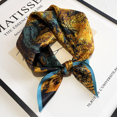 100%-ban természetes, valódi selyem sál női új nyomtatású nyakú hajpánt négyzet alakú kendő, nyakkendő, női hidzsáb poncsó bandana fejpánt 2023