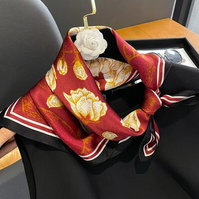 100%-ban természetes, valódi selyem sál női új nyomtatású nyakú hajpánt négyzet alakú kendő, nyakkendő, női hidzsáb poncsó bandana fejpánt 2023