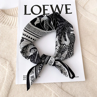 100%-ban természetes, valódi selyem sál női új nyomtatású nyakú hajpánt négyzet alakú kendő, nyakkendő, női hidzsáb poncsó bandana fejpánt 2023