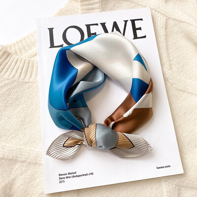 100%-ban természetes, valódi selyem sál női új nyomtatású nyakú hajpánt négyzet alakú kendő, nyakkendő, női hidzsáb poncsó bandana fejpánt 2023