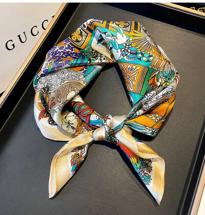 100%-ban természetes, valódi selyem sál női új nyomtatású nyakú hajpánt négyzet alakú kendő, nyakkendő, női hidzsáb poncsó bandana fejpánt 2023