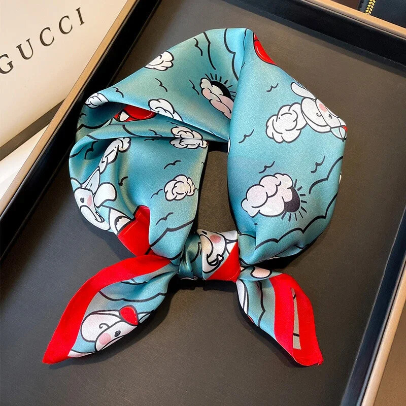 100%-ban természetes, valódi selyem sál női új nyomtatású nyakú hajpánt négyzet alakú kendő, nyakkendő, női hidzsáb poncsó bandana fejpánt 2023