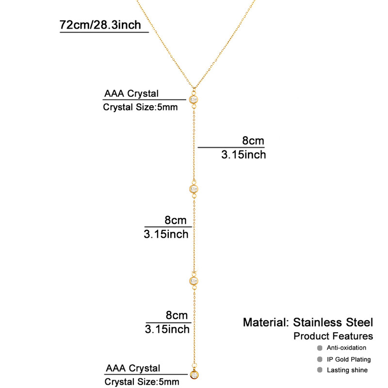 Lanț cu ciucuri din oțel inoxidabil Lanț lung pentru burtă de cristal pentru femei Moda plajă Bijuterii sexy pentru corp