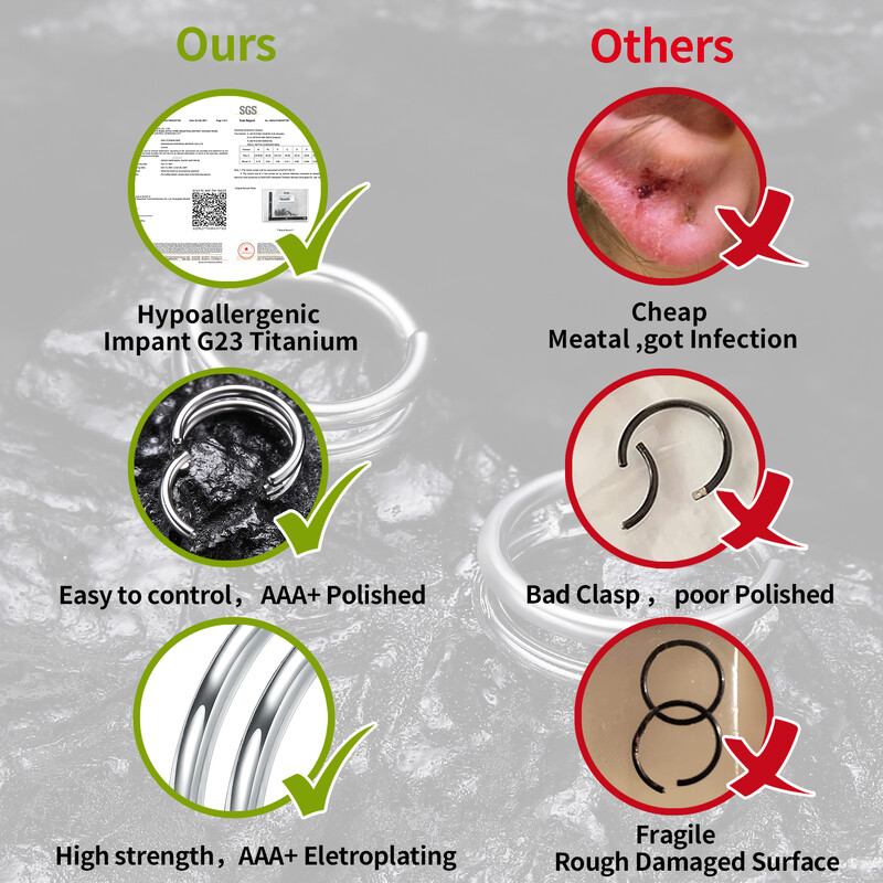 G23 Titan Antialergic Septum Piercing Inel Nariz Cerc Tragus Cartilaj Cercel Buze Stud Inel Clicker Bijuterii pentru corp 16G