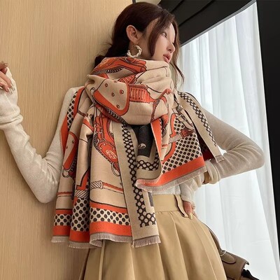 Meleg kasmír sál női kendő lónyomat új pakolások luxus vastag takaró téli Bufanda pashmina női utazási poncsó stólák