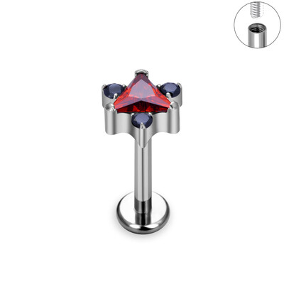 ASTM F136 G23 Titanium Labret Studs Tragus Lip Piercing Nakit za tijelo Nitne naušnice za žene Heart CZ Gornji unutarnji navoj