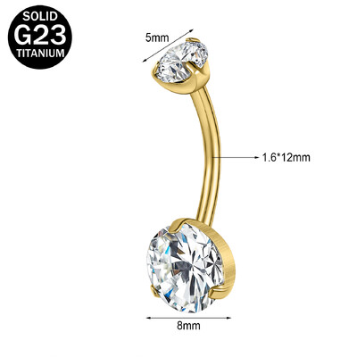 ZS 1 PC G23 titán acél köldök gyűrű nőknek CZ kristály belső menetes köldök súlyzós hosszú rúd testpiercing