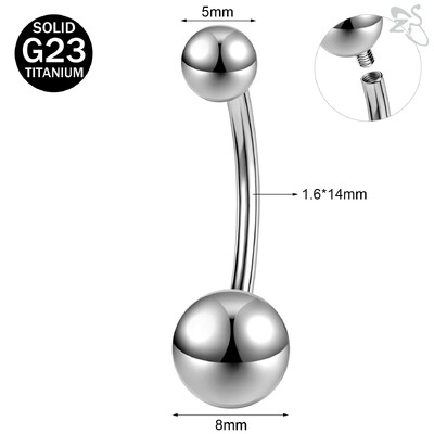 ZS 1 PC G23 titán acél köldök gyűrű nőknek CZ kristály belső menetes köldök súlyzós hosszú rúd testpiercing