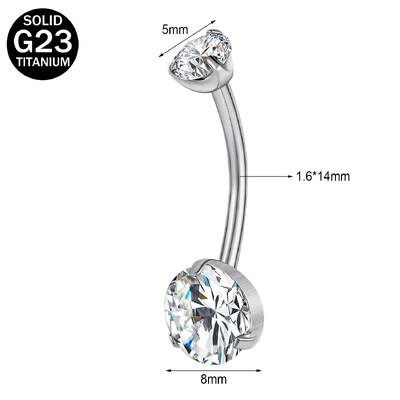 ZS 1 PC G23 titán acél köldök gyűrű nőknek CZ kristály belső menetes köldök súlyzós hosszú rúd testpiercing