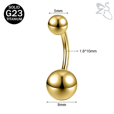 ZS 1 PC G23 titán acél köldök gyűrű nőknek CZ kristály belső menetes köldök súlyzós hosszú rúd testpiercing