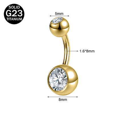ZS 1 PC G23 titán acél köldök gyűrű nőknek CZ kristály belső menetes köldök súlyzós hosszú rúd testpiercing