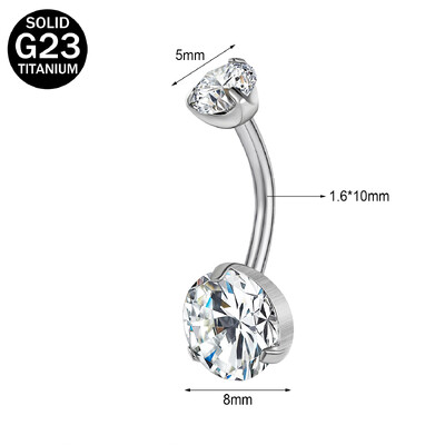 ZS 1 PC G23 titán acél köldök gyűrű nőknek CZ kristály belső menetes köldök súlyzós hosszú rúd testpiercing